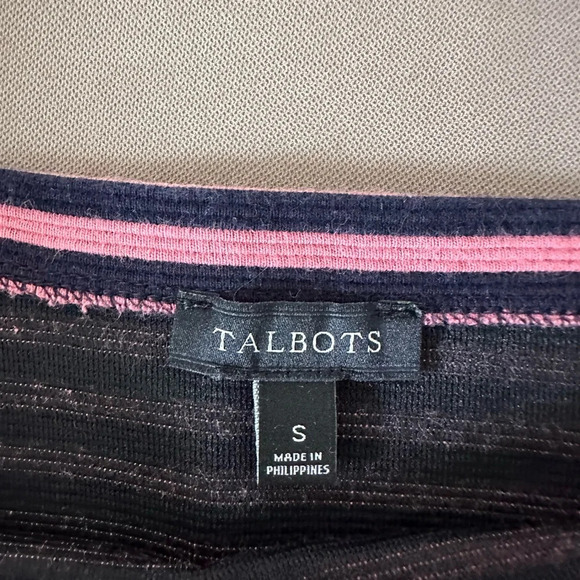 Small Talbots Pink and Navy 3/4 Sleeve Blouse - Picture 3 of 4